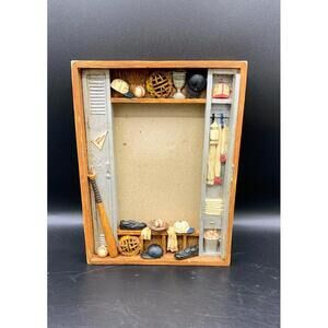 NEW Russ Berrie Yesterday’s Ballgame Baseball Shadowbox Frame 4x6 Handpainted